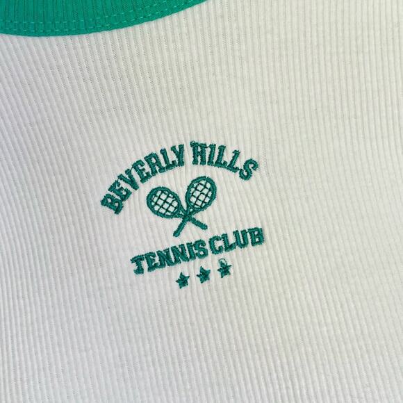 Full Tilt Cropped Baby Tee Beverly Hills Tennis Club Women’s S 90s Tenniscore - Picture 7 of 11